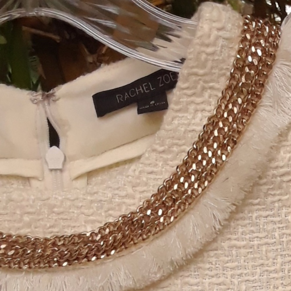 Rachel Zoe Chain Off White Tweed Fringe Trim - Picture 9 of 10